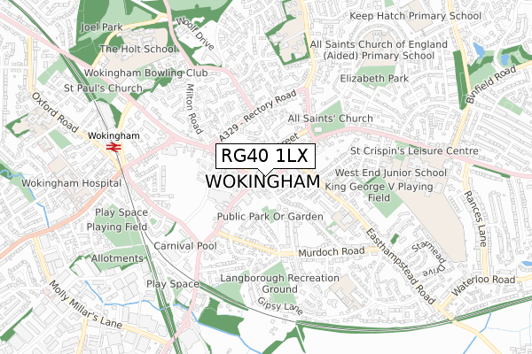 RG40 1LX map - small scale - OS Open Zoomstack (Ordnance Survey)