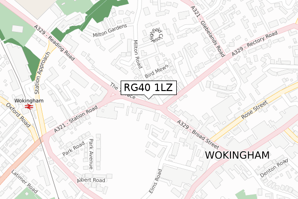 RG40 1LZ map - large scale - OS Open Zoomstack (Ordnance Survey)