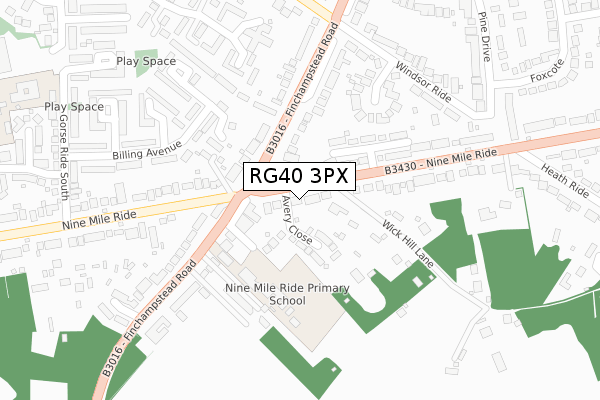 RG40 3PX map - large scale - OS Open Zoomstack (Ordnance Survey)