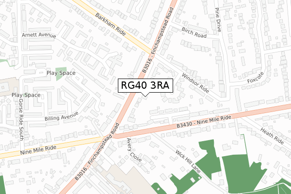 RG40 3RA map - large scale - OS Open Zoomstack (Ordnance Survey)