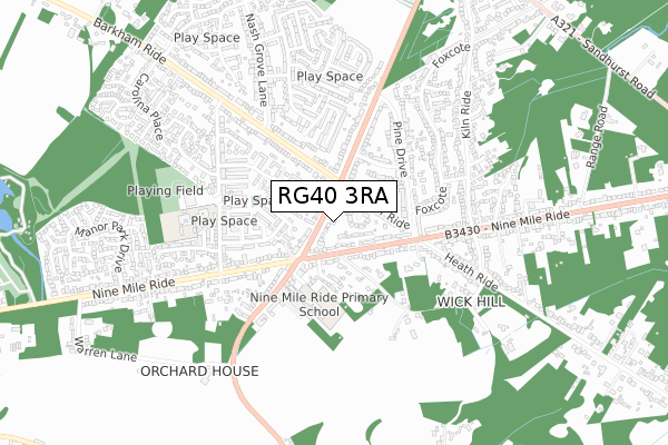 RG40 3RA map - small scale - OS Open Zoomstack (Ordnance Survey)