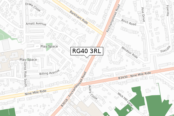 RG40 3RL map - large scale - OS Open Zoomstack (Ordnance Survey)