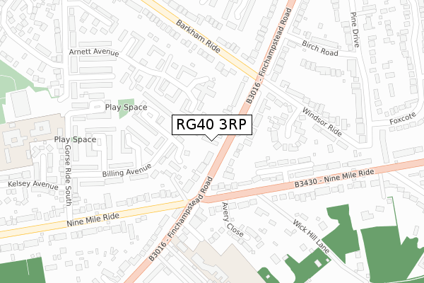 RG40 3RP map - large scale - OS Open Zoomstack (Ordnance Survey)