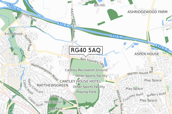 RG40 5AQ map - small scale - OS Open Zoomstack (Ordnance Survey)