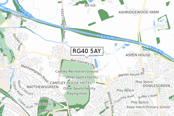 RG40 5AY map - small scale - OS Open Zoomstack (Ordnance Survey)