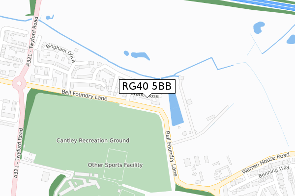 RG40 5BB map - large scale - OS Open Zoomstack (Ordnance Survey)