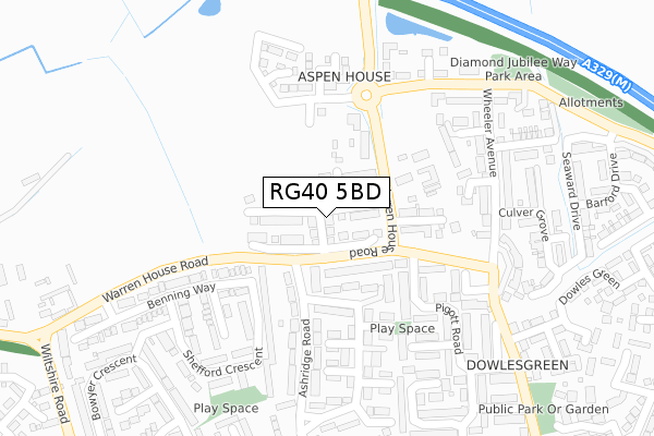 RG40 5BD map - large scale - OS Open Zoomstack (Ordnance Survey)