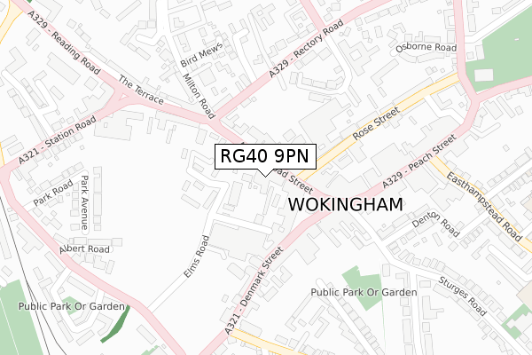 RG40 9PN map - large scale - OS Open Zoomstack (Ordnance Survey)