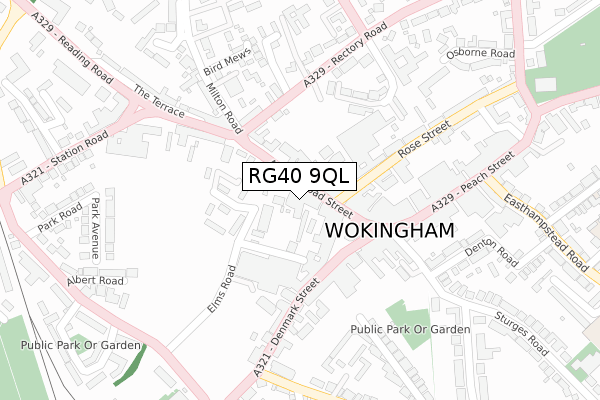 RG40 9QL map - large scale - OS Open Zoomstack (Ordnance Survey)