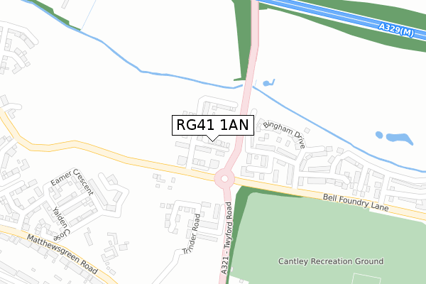 RG41 1AN map - large scale - OS Open Zoomstack (Ordnance Survey)