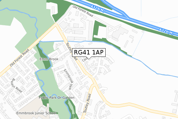 RG41 1AP map - large scale - OS Open Zoomstack (Ordnance Survey)