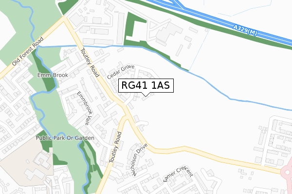 RG41 1AS map - large scale - OS Open Zoomstack (Ordnance Survey)