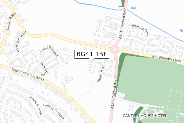 RG41 1BF map - large scale - OS Open Zoomstack (Ordnance Survey)