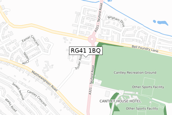 RG41 1BQ map - large scale - OS Open Zoomstack (Ordnance Survey)