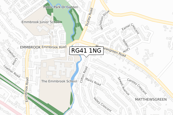 RG41 1NG map - large scale - OS Open Zoomstack (Ordnance Survey)