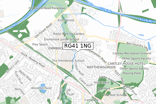 RG41 1NG map - small scale - OS Open Zoomstack (Ordnance Survey)