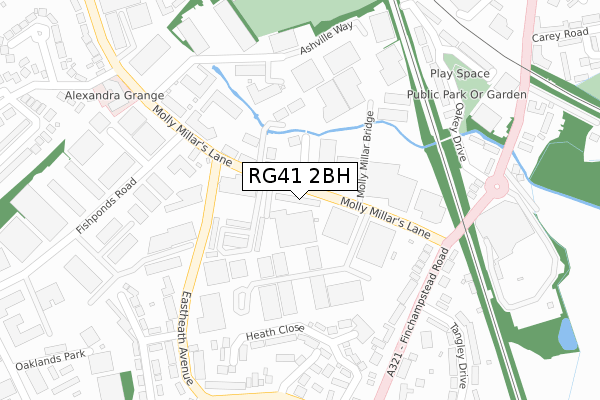 RG41 2BH map - large scale - OS Open Zoomstack (Ordnance Survey)