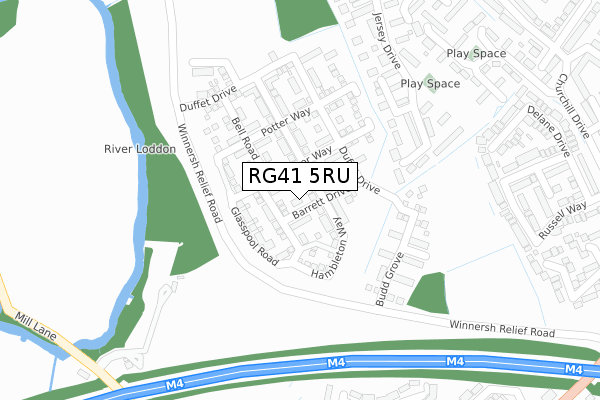 RG41 5RU map - large scale - OS Open Zoomstack (Ordnance Survey)