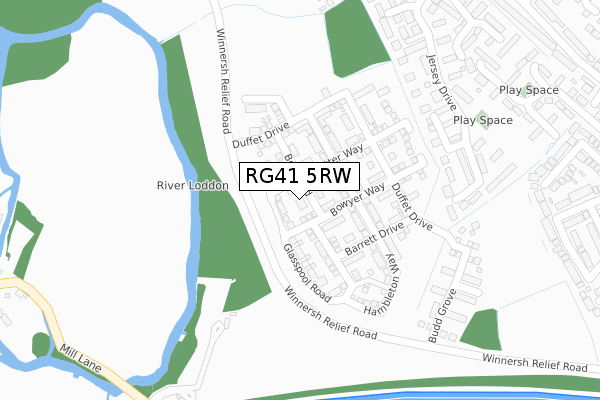 RG41 5RW map - large scale - OS Open Zoomstack (Ordnance Survey)