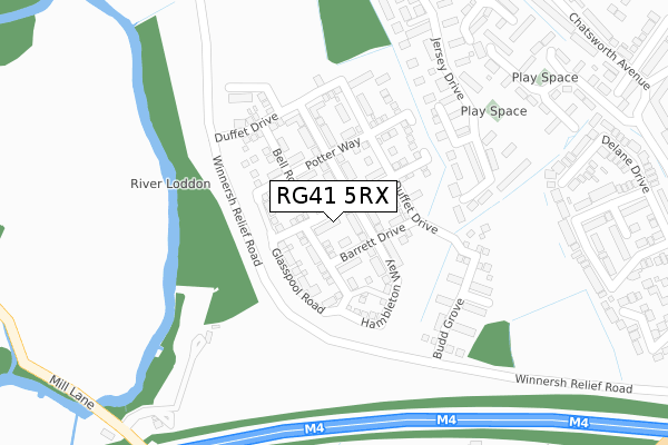 RG41 5RX map - large scale - OS Open Zoomstack (Ordnance Survey)