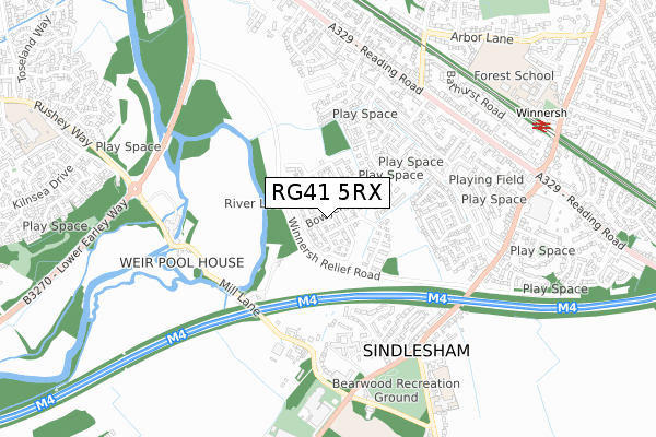 RG41 5RX map - small scale - OS Open Zoomstack (Ordnance Survey)