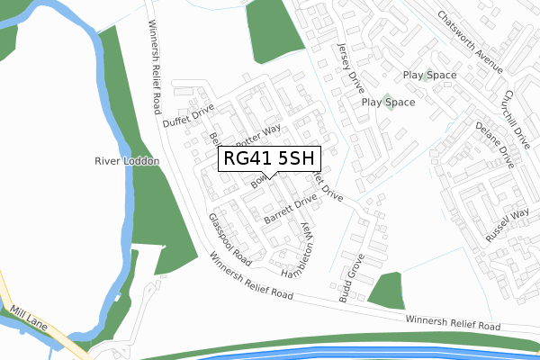 RG41 5SH map - large scale - OS Open Zoomstack (Ordnance Survey)