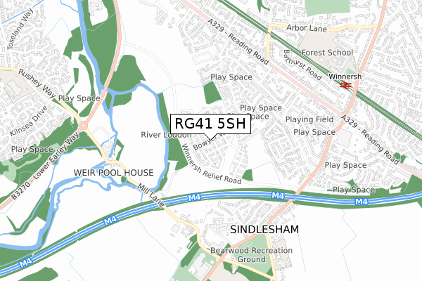 RG41 5SH map - small scale - OS Open Zoomstack (Ordnance Survey)