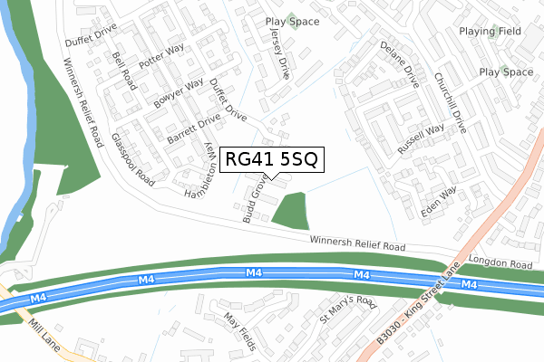 RG41 5SQ map - large scale - OS Open Zoomstack (Ordnance Survey)