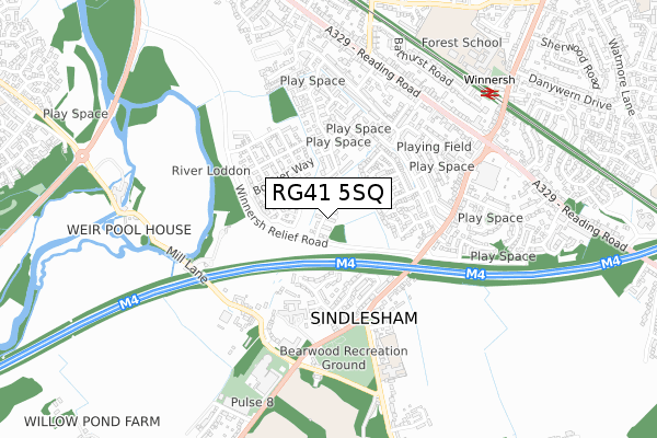 RG41 5SQ map - small scale - OS Open Zoomstack (Ordnance Survey)