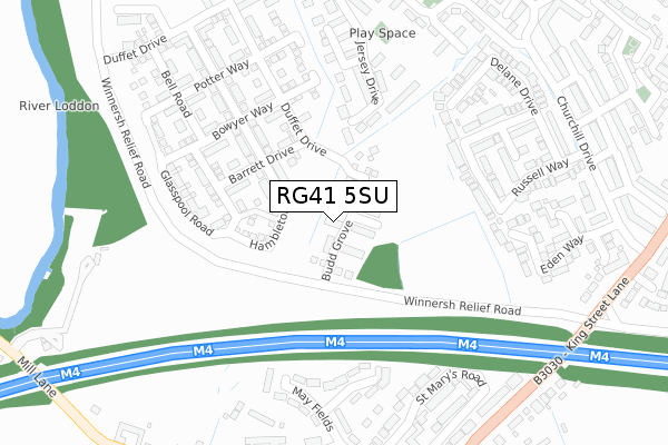 RG41 5SU map - large scale - OS Open Zoomstack (Ordnance Survey)