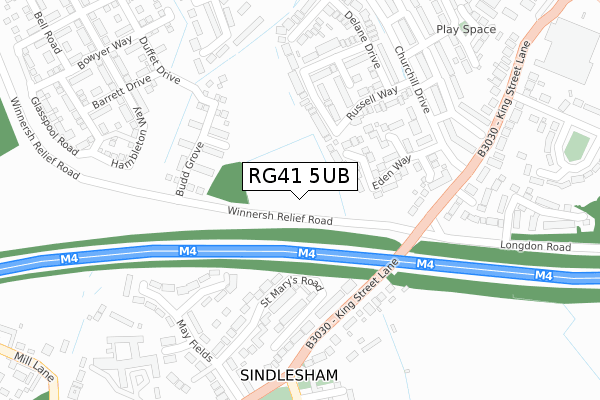 RG41 5UB map - large scale - OS Open Zoomstack (Ordnance Survey)