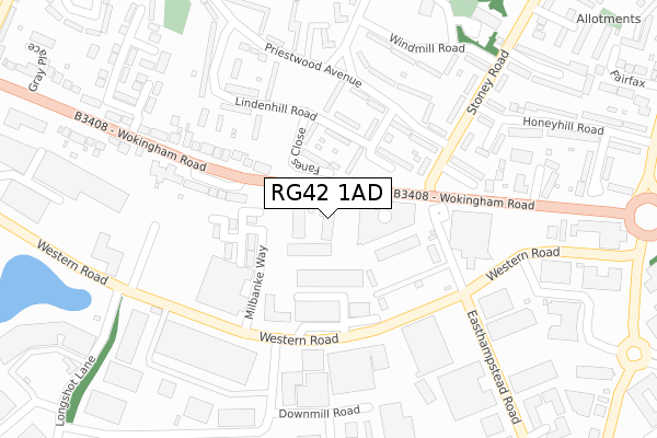 RG42 1AD map - large scale - OS Open Zoomstack (Ordnance Survey)