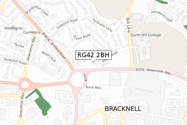 RG42 2BH map - large scale - OS Open Zoomstack (Ordnance Survey)