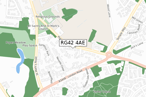 RG42 4AE map - large scale - OS Open Zoomstack (Ordnance Survey)