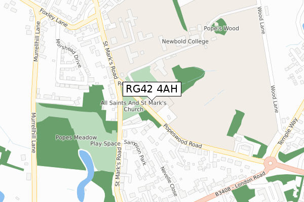 RG42 4AH map - large scale - OS Open Zoomstack (Ordnance Survey)