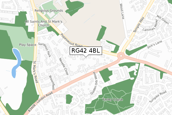 RG42 4BL map - large scale - OS Open Zoomstack (Ordnance Survey)