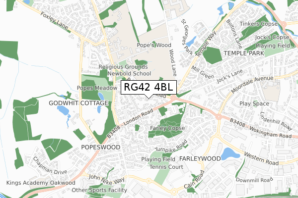 RG42 4BL map - small scale - OS Open Zoomstack (Ordnance Survey)