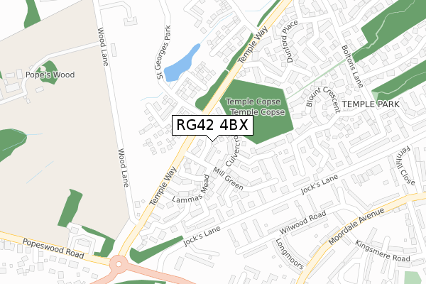 RG42 4BX map - large scale - OS Open Zoomstack (Ordnance Survey)