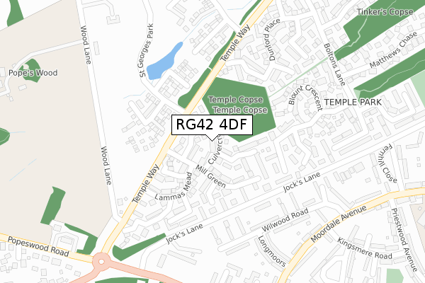 RG42 4DF map - large scale - OS Open Zoomstack (Ordnance Survey)