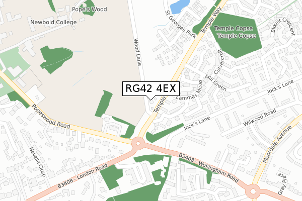 RG42 4EX map - large scale - OS Open Zoomstack (Ordnance Survey)