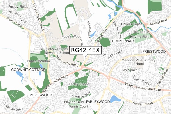 RG42 4EX map - small scale - OS Open Zoomstack (Ordnance Survey)