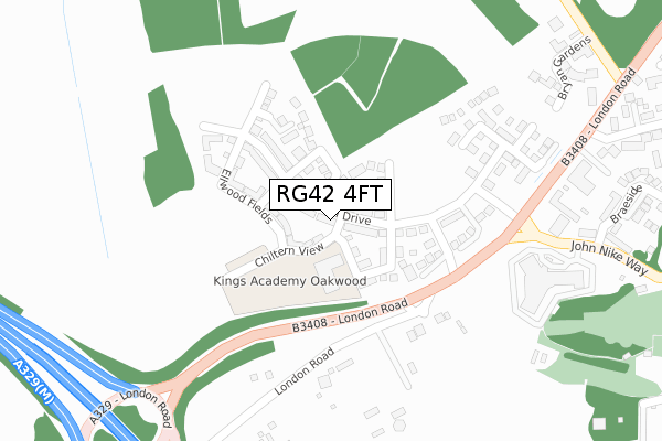 RG42 4FT map - large scale - OS Open Zoomstack (Ordnance Survey)