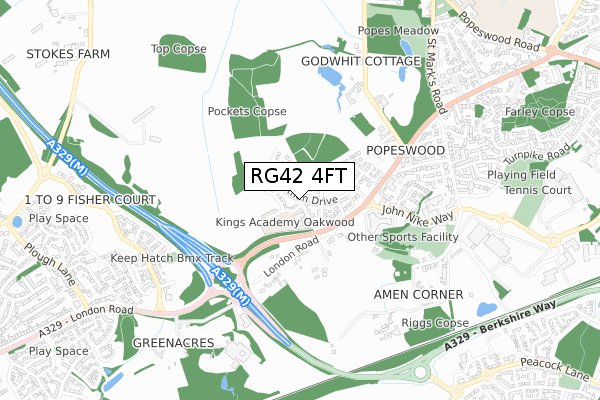 RG42 4FT map - small scale - OS Open Zoomstack (Ordnance Survey)