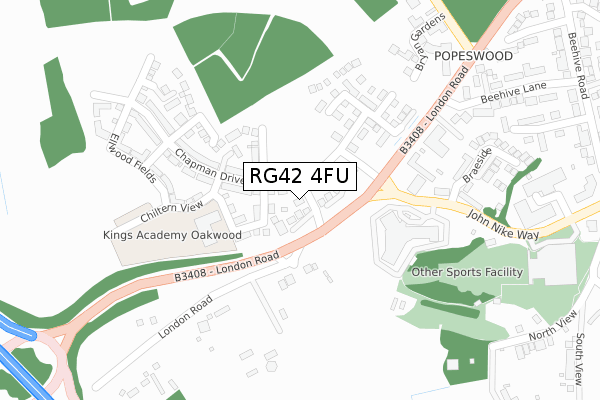 RG42 4FU map - large scale - OS Open Zoomstack (Ordnance Survey)