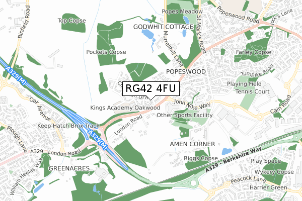 RG42 4FU map - small scale - OS Open Zoomstack (Ordnance Survey)