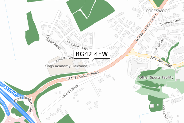 RG42 4FW map - large scale - OS Open Zoomstack (Ordnance Survey)