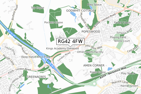 RG42 4FW map - small scale - OS Open Zoomstack (Ordnance Survey)