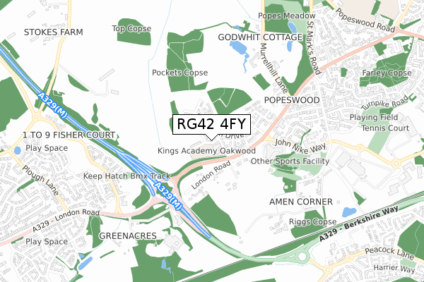 RG42 4FY map - small scale - OS Open Zoomstack (Ordnance Survey)