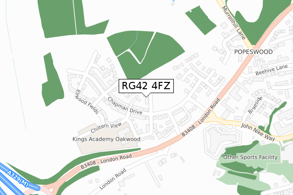 RG42 4FZ map - large scale - OS Open Zoomstack (Ordnance Survey)