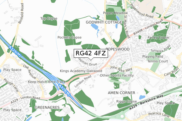 RG42 4FZ map - small scale - OS Open Zoomstack (Ordnance Survey)